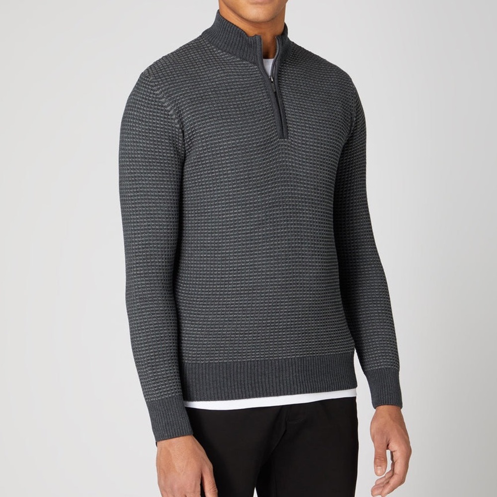 Remus Uomo Jeans Tapered Fit Wool-Blend Half-Zip Sweater